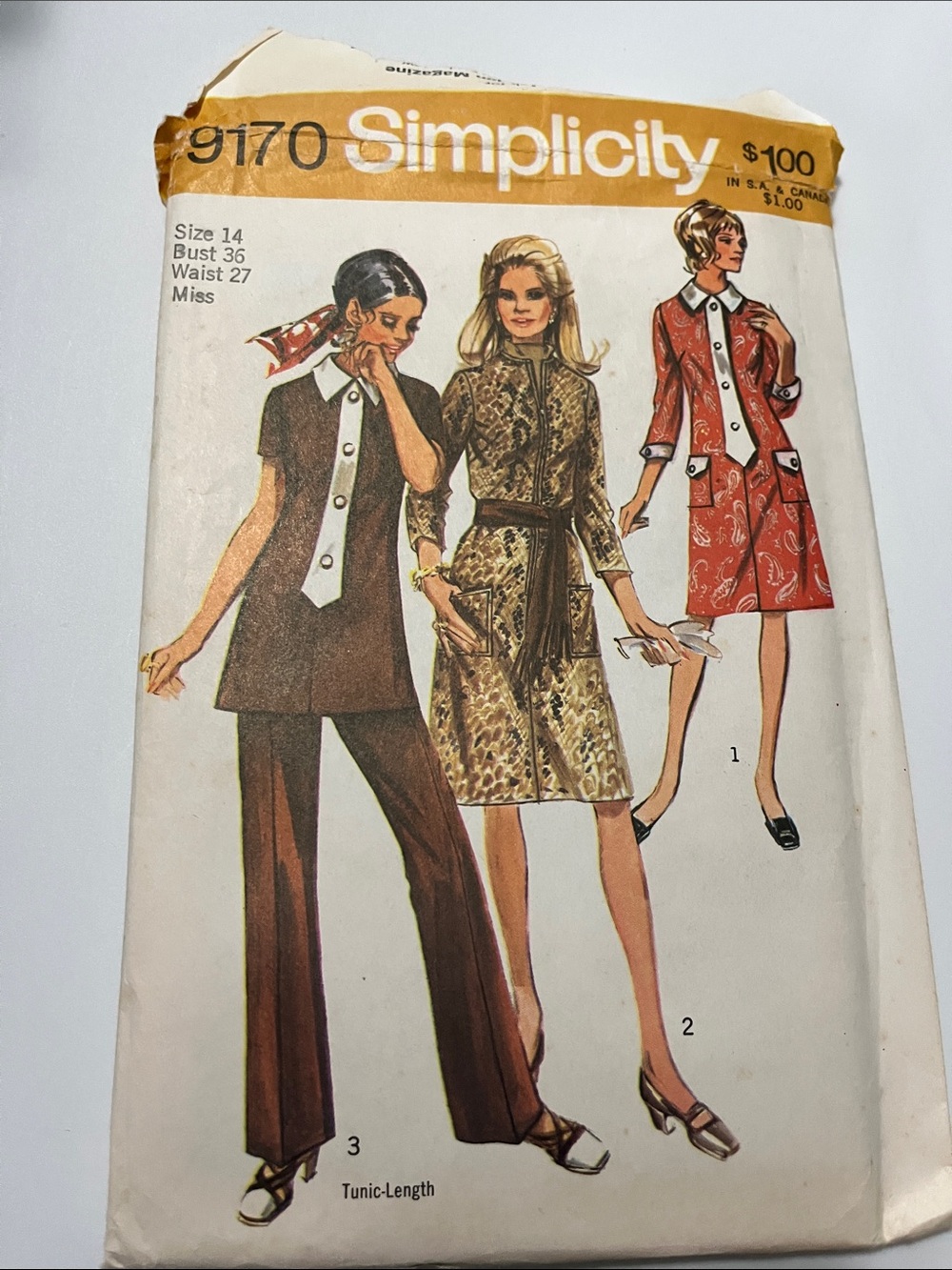Simplicity Vintage Pattern For Sewing Dress and Pantsuit Uncut Never Used.